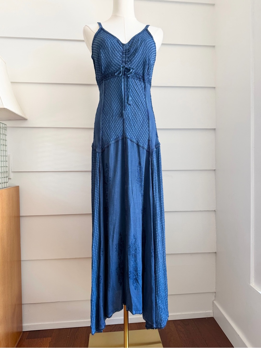 Vintage Y2K Maxi Dress Indigo Blue Fairy Made in India size L - Picture 3 of 8